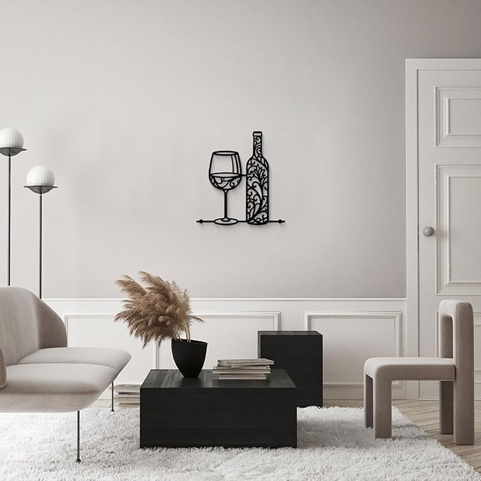 GlintHome Wine Bar Wall Decor Dining Room Wall Decorations Black Wall Art Home Decor for Living Room Kitchen Wine Signs for Home Decor