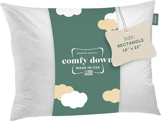 ComfyDown Decorative Throw Pillow Insert, Down and Feather Fill, 100% Cotton Cover, 233 Thread Count - Made in USA (16" X 22")