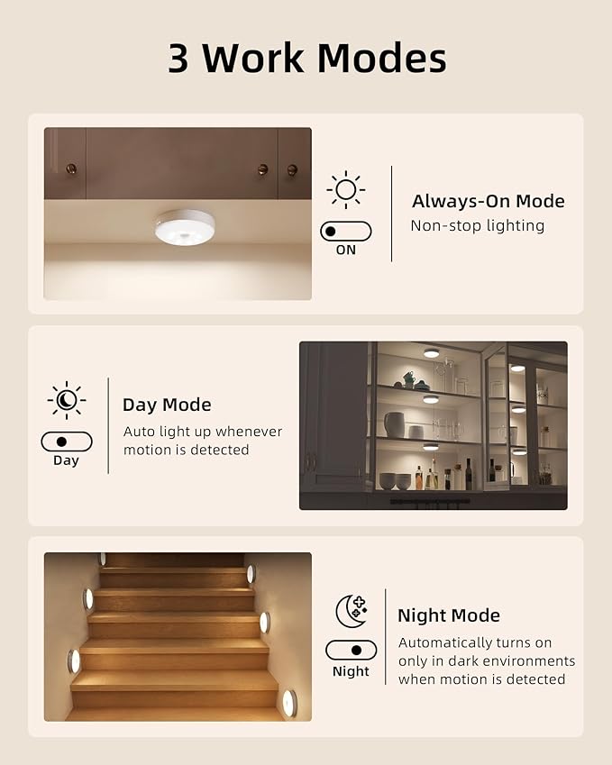 EZVALO Under Cabinet Lighting with Charging Station,1000mAh Rechargeable Puck Lights with Remote, 3 Color Temps & 12 RGB Closet Lights, Dimmable Motion Sensor Lights for Shelf, Kitchen (3 Packs)