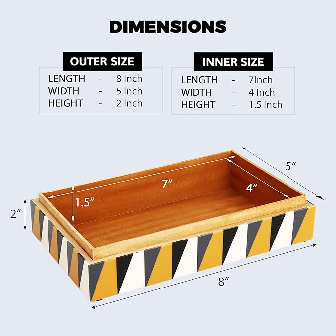 Handicrafts Home Decorative Keepsake Box 8x5 – Small Organizer Box with Lid, Boho Decorative Storage, Retro Memory Box, Unique Coffee Table Décor, Jewelry or Trinket Box, Modern Shelf Decorative Box