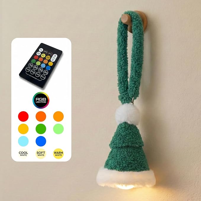 Aesthetic Plush LED Night Light, 1200mAh Rechargeable Mood Lamp, 3 Color Temperatures (Warm/Nature/Cool), 150 Lumens Dimmable Nursery Light with Remote, 1-4H Timer, Bedside Decor, Geen