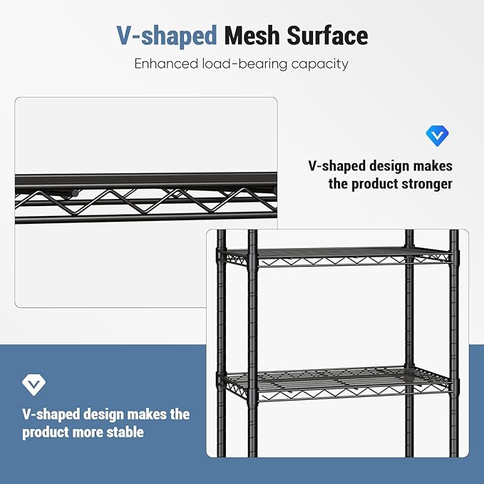 DUMOS 3 Tier Metal Shelving, Heavy Duty Shelves Wire Shelving Unit with Removable Wheel Casters, Shelves Organizer for Bathroom Garage Living Room Kitchen Pantry Laundry