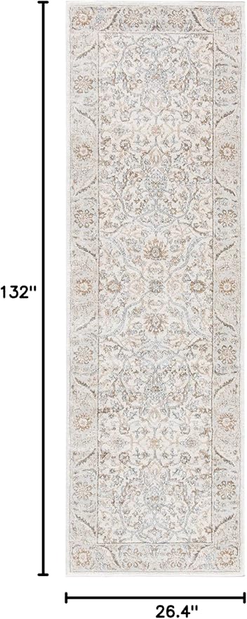SAFAVIEH Isabella Collection Runner Rug - 2'2" x 11', Cream & Beige, Oriental Design, Non-Shedding & Easy Care, Ideal for High Traffic Areas in Living Room, Bedroom (ISA912A)