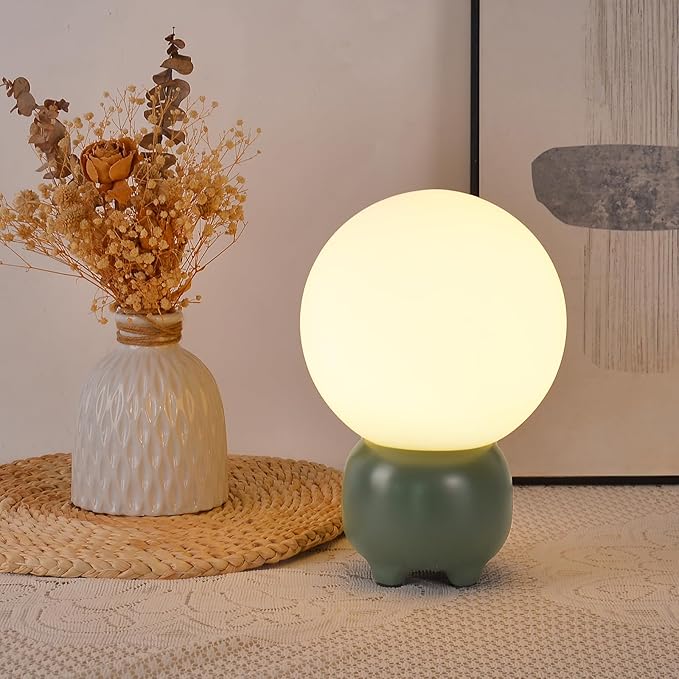 Arturesthome Creative Table Lamp Modern Desk Lamp for Living RoomDining Room,Office Table Light with Glass Round Shade Green(Include G9 Bulb)