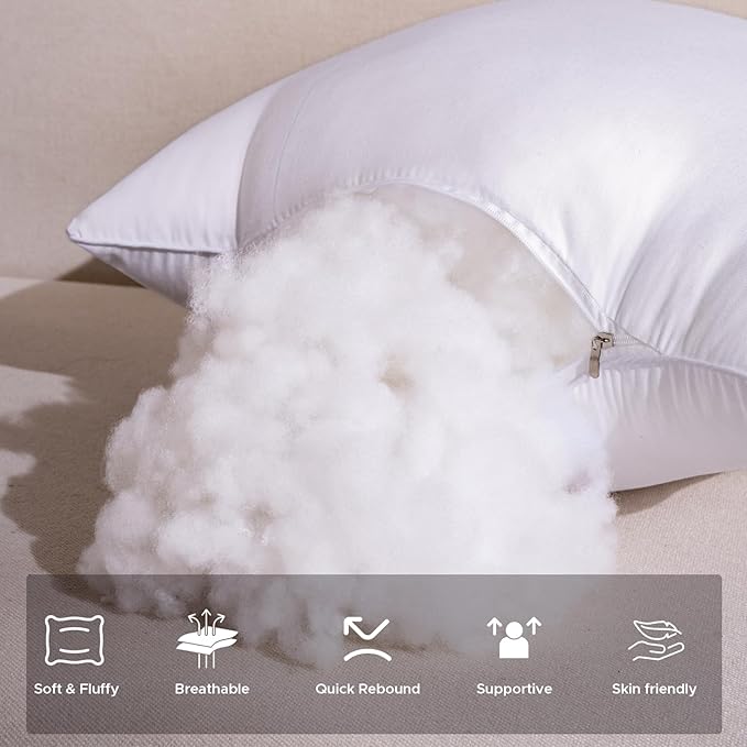 MCWPHLS 16x16 Outdoor Pillow Inserts Set of 4 Small Size Waterproof Square White DecorativeThrow Pillow Inserts for Indoor Couch Sofa Beds Cushions Outdoor Patio Furniture Cushions