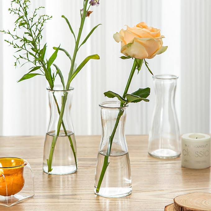 Glass Bud Vases for Centerpieces Set of 12 Small Clear Vase Modern Minimalist Decorative Flower Vases for Wedding Bridal Shower Birthday Party Baby Shower Table Decorations Home Decor