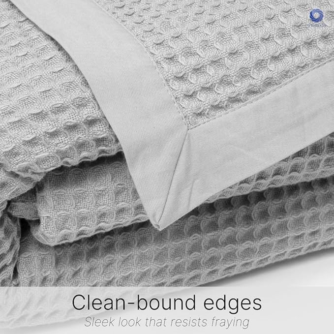 9Threads GOTS Certified Organic Cotton Waffle Weave Blanket, Queen Bed Size, 90"X90"Cozy Throw Blanket for Couch, Modern Home Decor, Throw Blankets,Waffle Blanket, Soft Bed Blankets -Scottish Grey