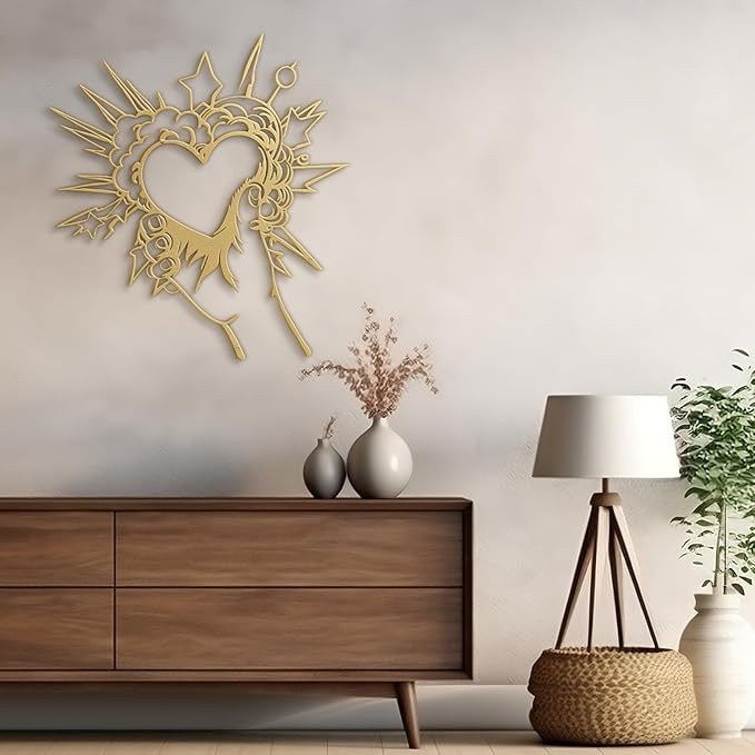 SIGNLEADER Metal Wall Art Decor I Love You Heart Modern Abstract Wall Sculpture Hangings Home Decoration for Living Room, Bedroom, Bathroom, Kitchen, Outdoor - 18" Gold