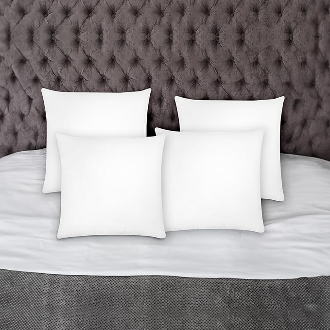Covers & All Throw Pillow Inserts Only Pack of 4, Durable Soft Square 20 x 20 Inches 65 GSM Non-Woven Fabric with 15D Silicon Fiber Filling, Universal uses for Home Decor Office Indoor Outdoor
