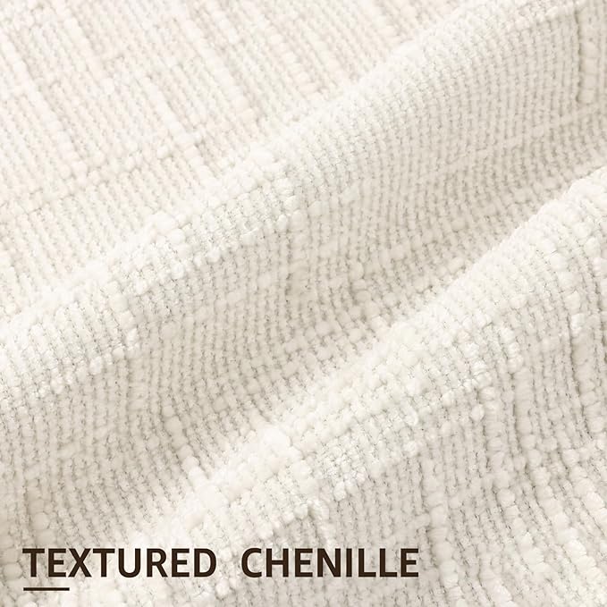 decorUhome Spring Cream White Chenille Throw Pillow Covers 20x20 Set of 2 Textured Slubby Couch Pillow Covers Farmhouse Accent Modern Neutral Decorative Pillow Cases for Bed Sofa Living Room