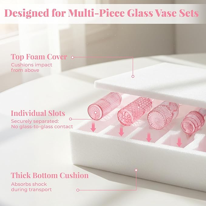 BEAHOT 24 Pack Pink Flower Vase in Bulk,Mini Vintage Glass Bud Vases for Centerpieces,Wedding Decor,Party & Home Decaration,Mother's Day (Pink)