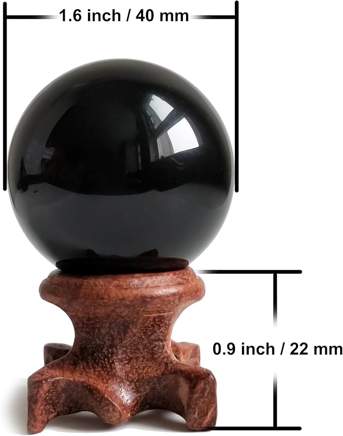 Black Obsidian Crystal Ball 40mm /1.6" for Magic Mirror, Fengshui, Meditation, Healing, Divination, Home Decoration, Black Magic