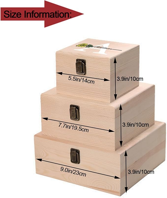 Personalized Wooden Keepsake Memory Box with Birth Flower & Name, Custom Wood Decorative Storage Box with Lids Customized Christmas Gift Box for Women Teen Girls Mom Birthday Gifts