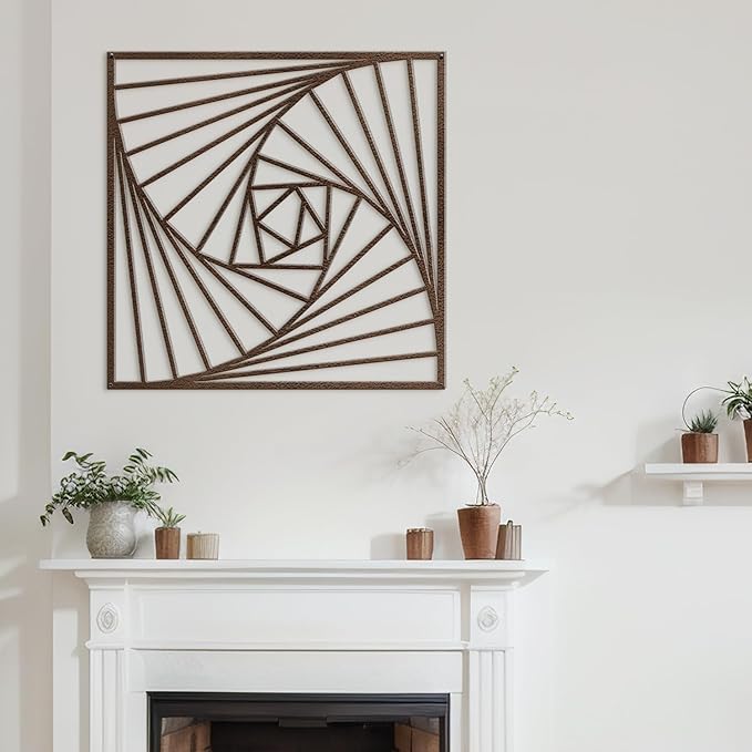 SIGNLEADER Metal Wall Decor Spiral Lines Minimalist Modern Luxury Wall Sculpture Hangings 3D Statue Home Decoration for Living Room, Bedroom, Bathroom, Kitchen, Fireplace, Office - 18" Bronze