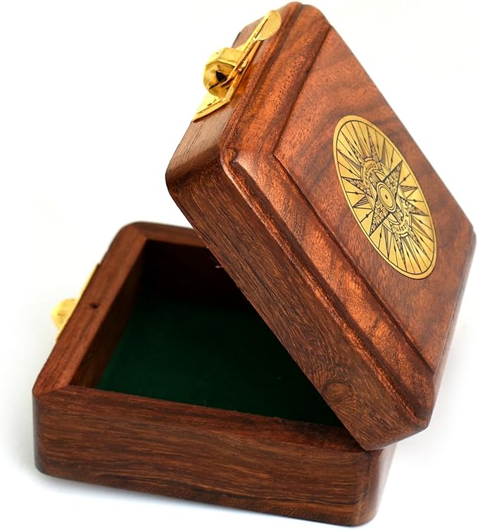 TA dizayn Antique 3" Indian Rosewood Keepsake Wooden Box -Decorative Vintage Storage Box - Antique