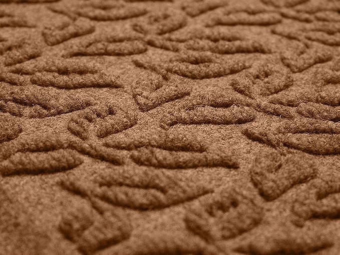 WaterHog Water Trapping Door Mat - Slip-Resistant Indoor/Outdoor Entrance Rug for Front Door, Entryways, Patios, Porch, Mudrooms, Hallway, Made in USA, Dogwood Leaf Collection, Dark Brown, 2' x 3'