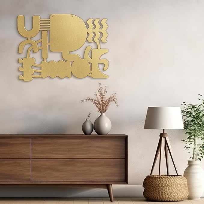 SIGNLEADER Metal Wall Decor Matisse Picasso Minimalist Modern Luxury Wall Sculpture Hangings 3D Statue Home Decoration for Living Room, Bedroom, Bathroom, Kitchen, Fireplace, Office - 18" Gold
