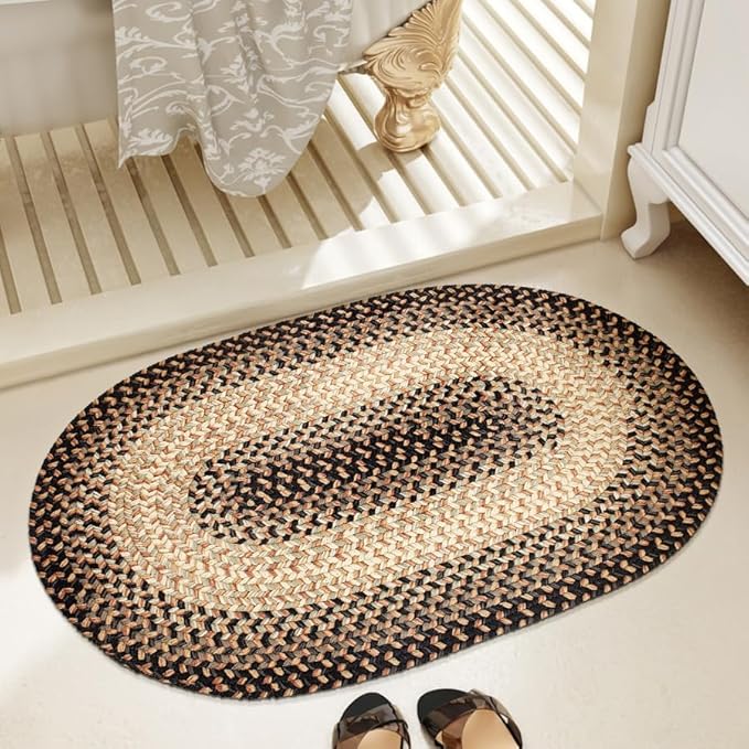 RRI Home Decor EastEnd EL83 Charcoal 2' x 3' Oval - Braided Area Rug, Home Decor, Floor Mat or Bedroom Rug - Easy Care, Ideal for High Traffic Areas in Hallway and Living Room - Made in USA