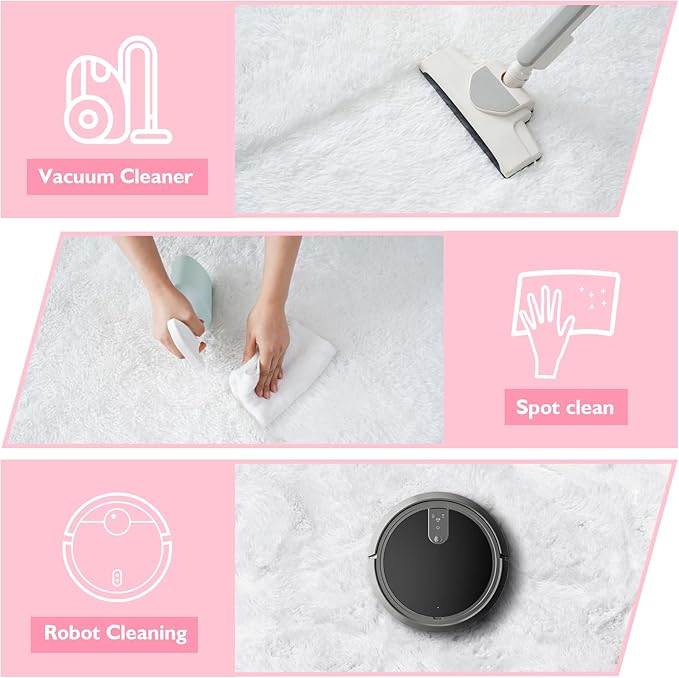Shag Area Rug for Bedroom 4x6,White Fluffy Area Rugs for Living Room,Soft Fuzzy Rug Non-Shedding Indoor Plush Carpet for Kids Bedroom Nursery Dorm Home Decor