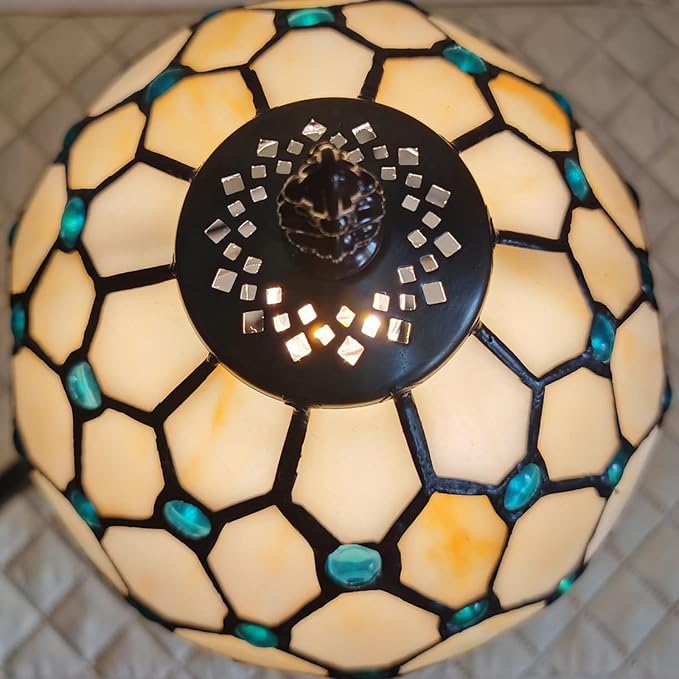 Tiffany Table Lamp for Bedroom Bedside Nightstand Living Room Table Lamps,3-Way Color Temperatures LED Stained Glass Side Small Table Lamps,8X8X14.5 Home Office Reading Desk Lights