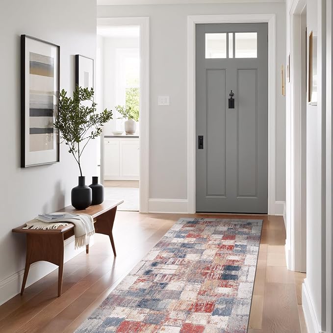Beverly Rug Modern Abstract Runner Rug 2x7 Luxury Ultra Soft Vintage Indoor Area Rugs for Living Room Stain Resistant Non Shedding Indoor Carpet Alfombras para Salas Modernas (2 x 7 Multi)