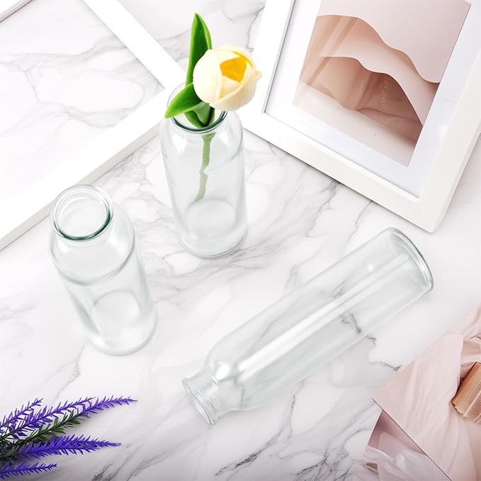 12 Pcs Glass Bud Vases Bulk,Clear Small Glass Vases,Mini Flower Vase for Centerpieces,Decorative Bottle Vase for Party,Wedding Reception,Dining Table,Home Decor