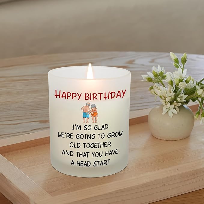 OASSIE Romantic Birthday Gifts for Him Her - Long Lasting Vanilla Lavender Candle 10oz - Gifts for Couple Husband Wife Boyfriend Girlfriend Men Women