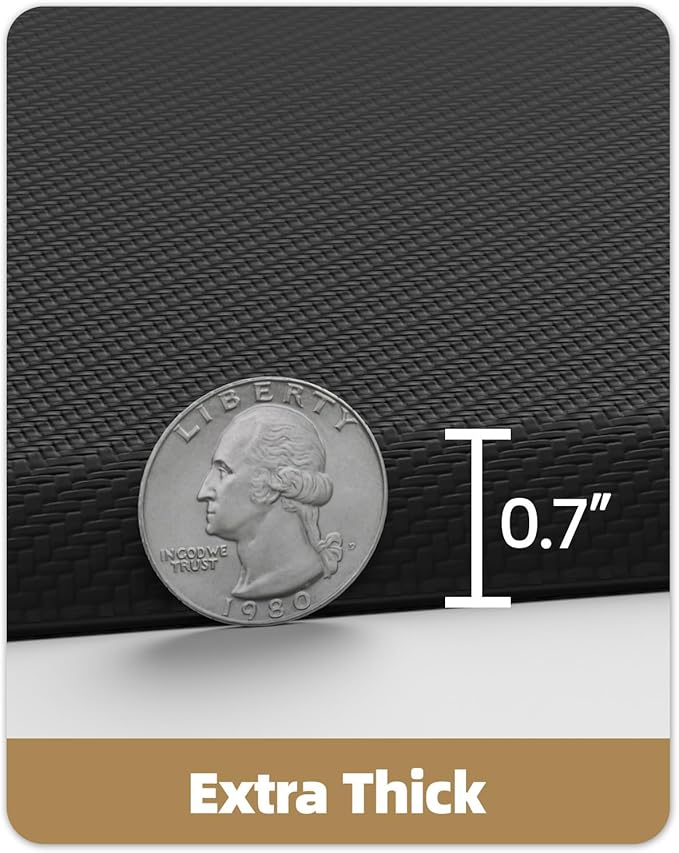 Color&Geometry 0.71" Extra Thick Anti Fatigue Cushion Kitchen Floor Mat,Easy Clean, Water & Oil Proof, Non Slip, Foam Padded Runner Rug for Front Sink,20"x 47" Black (2.0 Version)