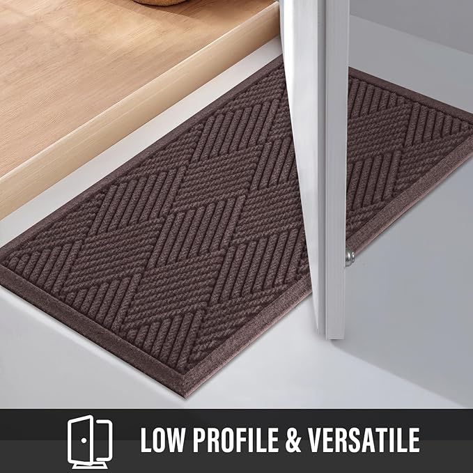 HIYARD Sturdy Front Door Mat, Absorbent Muddy Dirt Resist Welcome Door Mats Outdoor Indoor, Stain and Fade Resistant, Non-Slip Rubber Backing Low Profile Doormat for Entryway, 72×24, Coffee