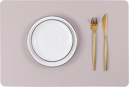Wipeable Placemats Leather Table Mats Waterproof Heat-Resistant Easy to Clean for Dining Table Set Kitchen Table (6, Taupe)