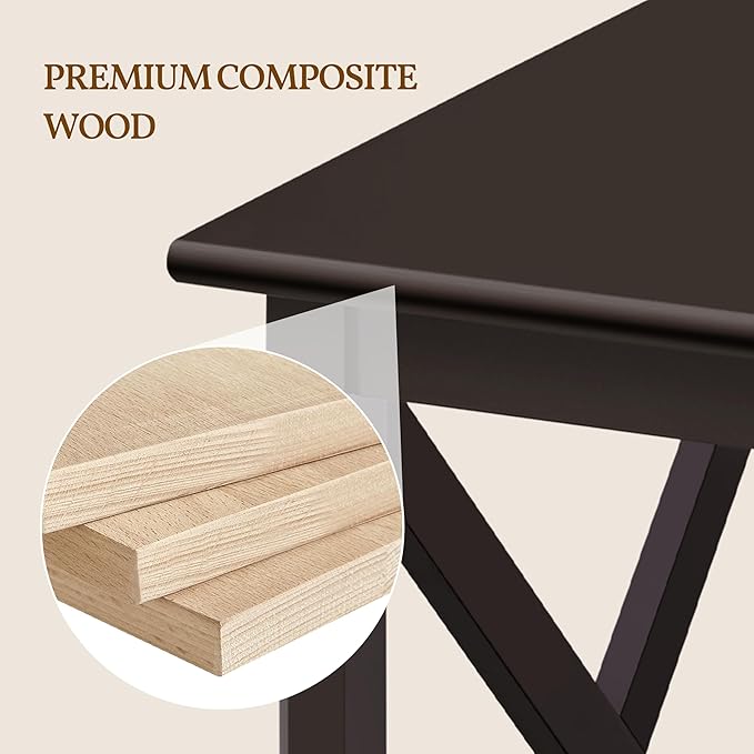 Yaheetech X Design End Table with 2-Tier Storage Shelf, Pine Wood Legs Simplistic Design Sturdy Sofa Side Table with Storage for Living Room Small Space, Dark Coffee