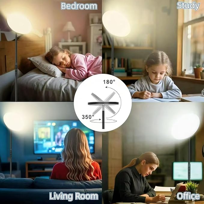 Lilaiaro Floor Lamps for Living Room, 36W/3600LM Super Bright Standing Lamp with Remote & Touch Control, Stepless Dimming & 2700K-6500K Color Temperature, LED Floor Lamp for Bedroom Office, Black