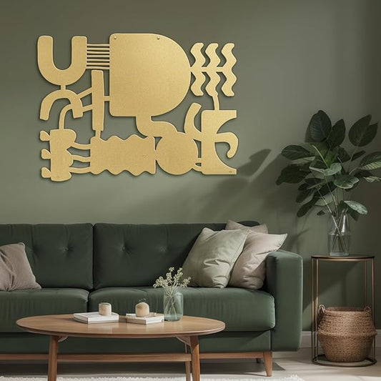 SIGNLEADER Metal Wall Decor Matisse Picasso Minimalist Modern Luxury Wall Sculpture Hangings 3D Statue Home Decoration for Living Room, Bedroom, Bathroom, Kitchen, Fireplace, Office - 24" Gold