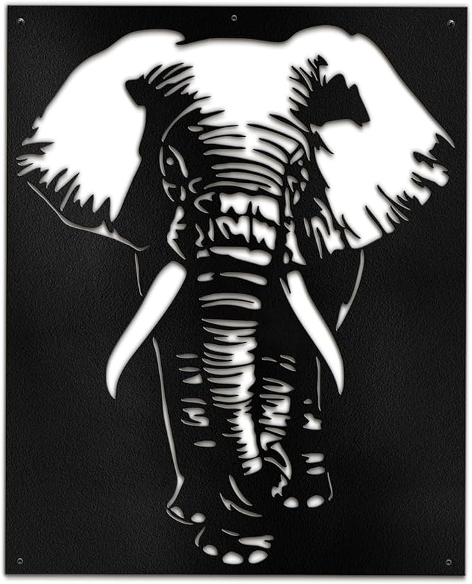 SIGNLEADER Metal Wall Art Decor Elephant Minimalist Modern Abstract Wall Sculpture Hangings Home Decoration for Living Room, Bedroom, Bathroom, Kitchen, Outdoor - 18" Black