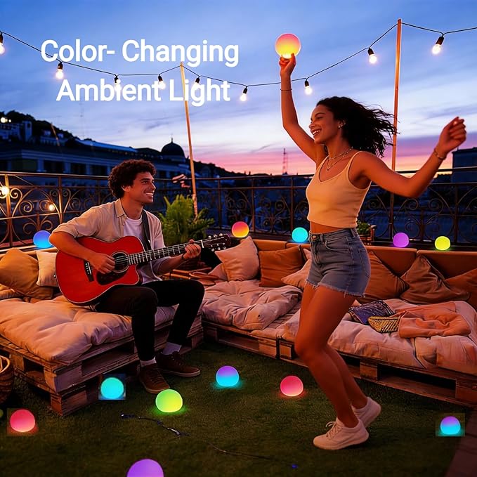 LOFTEK LED Ball Light, 3-inch Rechargeable Globe Lights, Color-Changing Ball Lamp with Remote, Waterproof Orb Light, Smart Sphere Night Light for Home Bedroom Pool Decor, Xmas Gift, 2 Pack