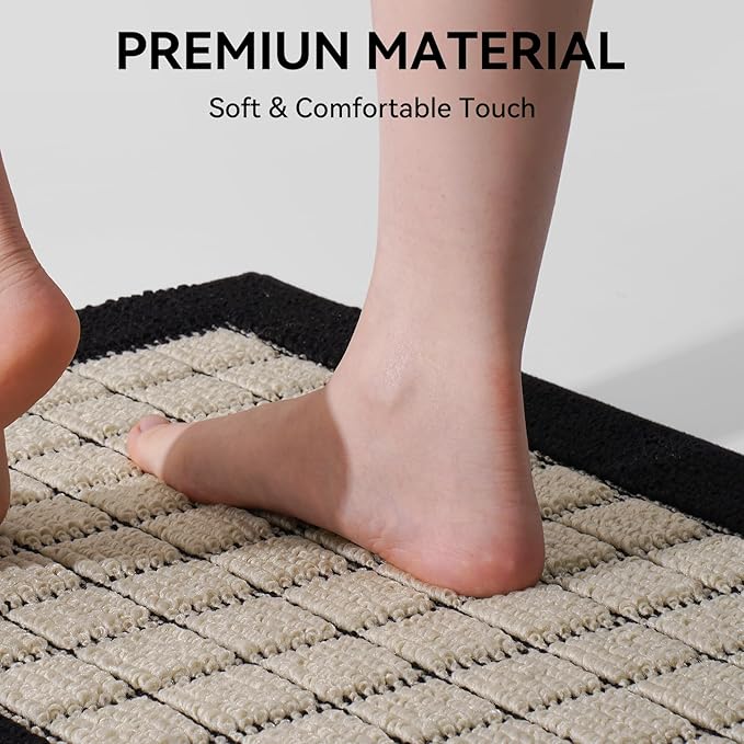 Kitchen Mats for Floor 17"x47", Non-Slip Washable Kitchen Rugs, Absorbent and Stain Resistant Kitchen Rug, Durable Comfortable Rugs for Kitchen, Hallway, Laundry & Sink, Black