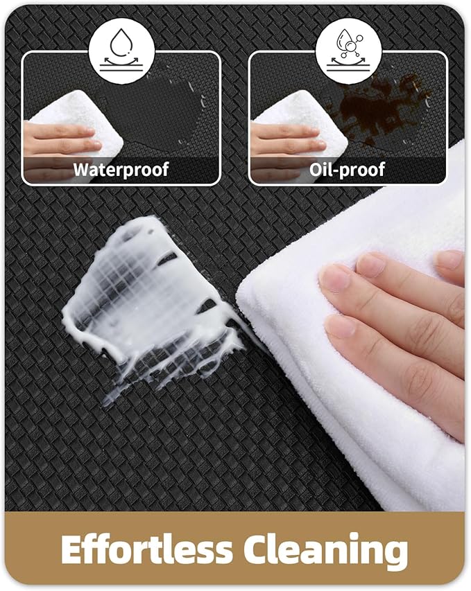 Color&Geometry Anti Fatigue Cushion Kitchen Mat for Floor -24"x59",Wide,Easy Clean, Water & Oil Proof, Anti Slip, Foam Rubber Runner Rug for Front Sink Comfort Standing,Black