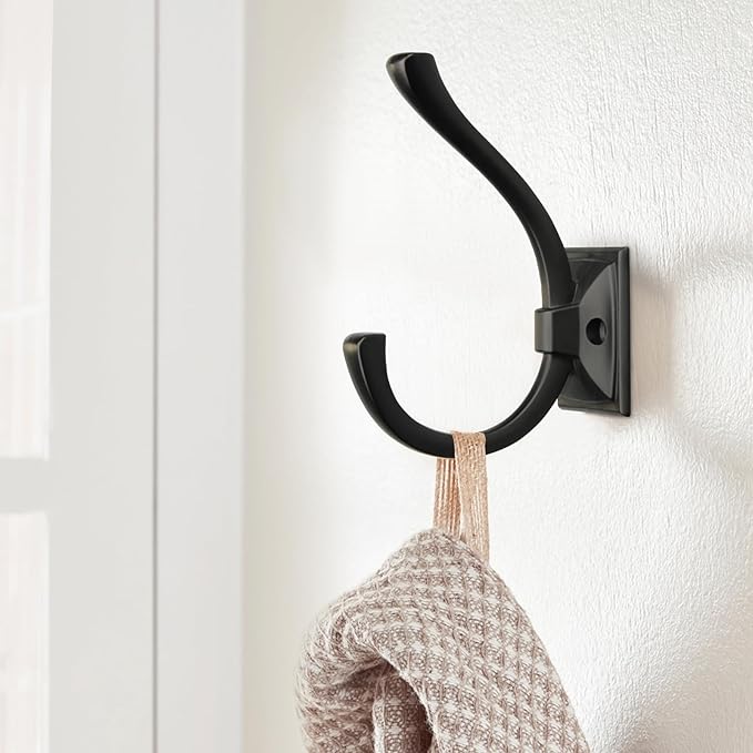 TUNNY 10 Pack Antique Design Wall Hanging Coat Hooks - Matte Black Coat Hooks Towel Hook for Entry Shoe Cabinet, Wardrobe Bathroom Bedroom Furniture Hardware