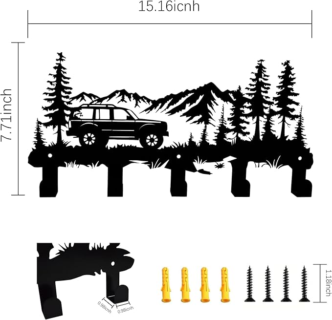 Metal Camper Coat Hooks Wall Art Decoration, Clothes Hangers and Key Holders, Metal Clothes Racks and Backpack Hooks Camper Themed Hooks Decoration for Storage, Living Room, Office, Hallway