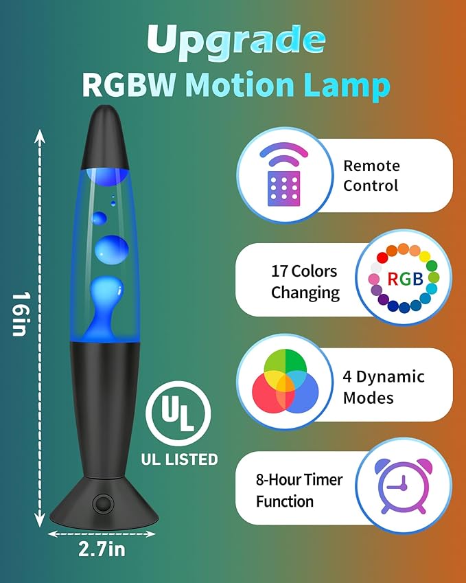 Large Black Liquid Motion Lamps 17 Colors Changing with Remote, 16 Inch Giant LED Table Lamp for Adults Kids, Mood Lighting Night Light for Bedroom Nightstand Office Decor, Birthday Christmas Gifts