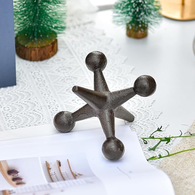 Sungmor Cast Iron Jack Figurines, Retro Home Decor Accents, Jack Sculpture for Bookshelf Coffee Table Decor, Set of 2 Solid Bookends, Paperweight, Door Stop, Black