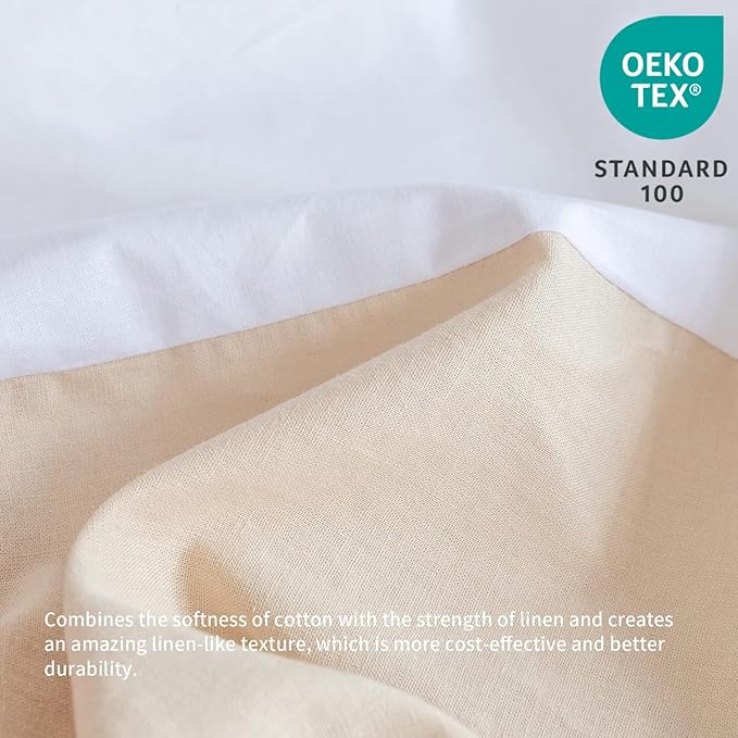BISELINA French Linen Bed Skirt with Pleated Corner 14-Inch Tailored Drop Natural Flax Cotton Blend Basic Dust Ruffle Soft Cozy Farmhouse Bedding (14" Queen, Basic Linen)