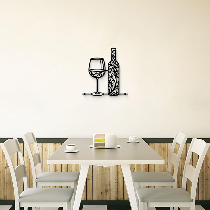 GlintHome Wine Bar Wall Decor Dining Room Wall Decorations Black Wall Art Home Decor for Living Room Kitchen Wine Signs for Home Decor