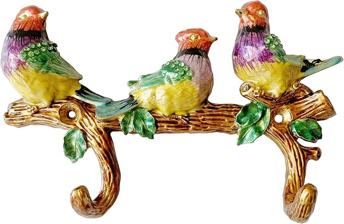 Vintage Bird Shaped Decorative Wall Hook Rack Hanger for Hanging Clothes Coats Towels Keys Hats, 1 Pack Antique Metal Mounted Wall Hook