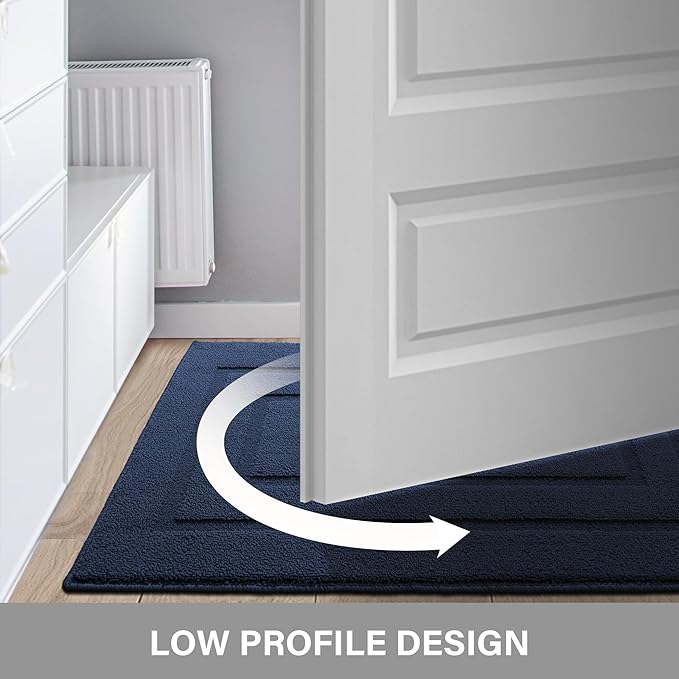 GRANNY SAYS Front Door Mat Outside Entrance, Welcome Matt Non-Slip, Outdoor Door Mats for Entryway, Long Front Porch Mat Low Profile Resist Dirt Easy to Clean, 47" x 32", Deep Blue
