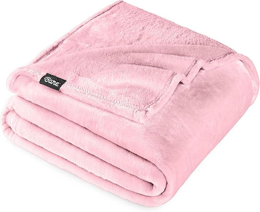 Bare Home Fleece Blanket - Full/Queen - Ultra-Soft Lightweight for Bed, Sofa, and Couch - Luxury Microplush - Cozy Warm Blanket (Full/Queen, Light Pink)