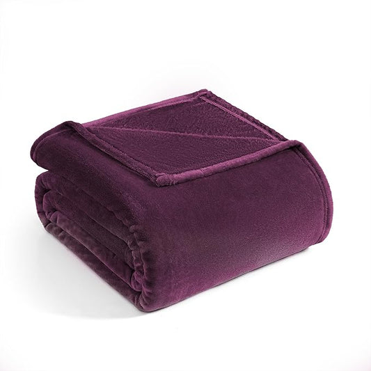 Casa Platino Fleece Blanket Twin Size – 300 GSM Purple Fleece Throw for Bed or Couch – Soft Cozy Warm Holiday Winter Blanket for Bed, Fuzzy Plush Elegant Gifts for Kids, Men & Women - 68x90 Inch