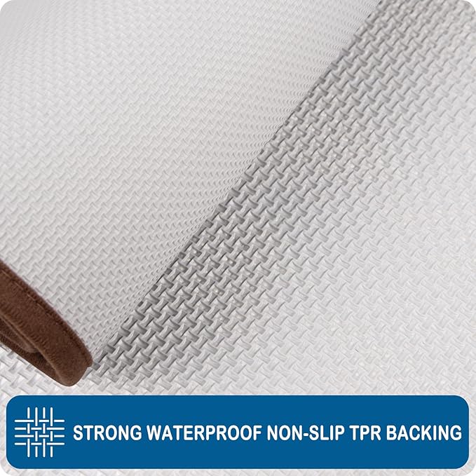 PURRUGS Machine Washable Kitchen Rug 32" x 47", Non-Slip/Skid Kitchen Runner Rugs & Floor Mats, Super Absorbent Soft Standing Mats for Kitchen, Sink & Laundry, Brown