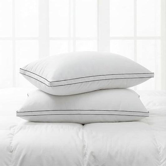 Homotive Feather Pillows King Size Set of 2 Goose Down Pillows with 100% Breathable Cotton Cover, Hotel Collection Bed Pillows for Sleeping, Soft Support for Back, Stomach and Side Sleepers