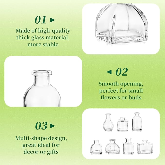Hewory Mini Bud Vases for Centerpieces: 28pcs Small Glass Vase Bulk - Clear Tiny Vases for Wedding Baby Shower Birthday Party Events Table Decor